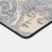 ギブソン女の子パタビクトリアンーン灰色の桃のヴィンテージ デスクマット (コーナー)