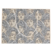 ギブソン女の子パタビクトリアンーン灰色の桃のヴィンテージ ラージペーパーバッグ (裏面)