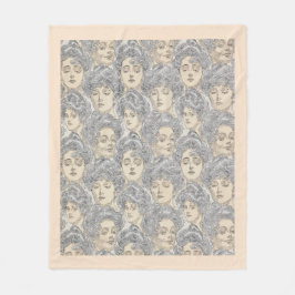 ギブソン女ビクトリアンの女のパターン灰色の桃 フリースブランケット