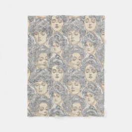 ギブソン女ビクトリアンの女のパターン灰色の桃 フリースブランケット