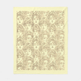 ギブソン女ビクトリアン性の女の子パターンクリーム金ゴールド フリースブランケット