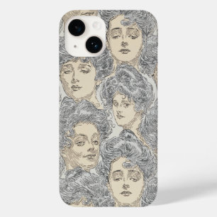 ギブソン女子ビクトリアンイラストレーショングレイ桃 Case-Mate iPhone 14ケース