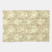 ギブソン女子金ゴールドクリームヴィンテージパタビクトリアンーン キッチンタオル (横)