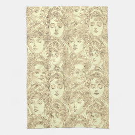 ギブソン女子金ゴールドクリームヴィンテージパタビクトリアンーン キッチンタオル
