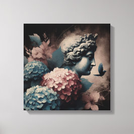 ギプサムクラシックの像とあじさいのシーン キャンバスプリント