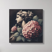 ギプサムクラシックの像とあじさいのシーン キャンバスプリント (正面)