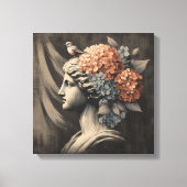 ギプサムクラシックの像とあじさいのシーン キャンバスプリント (正面)