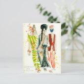 ギベンチーファッションショーパリ – ファッションイラストレーション ポストカード (スタンド正面)