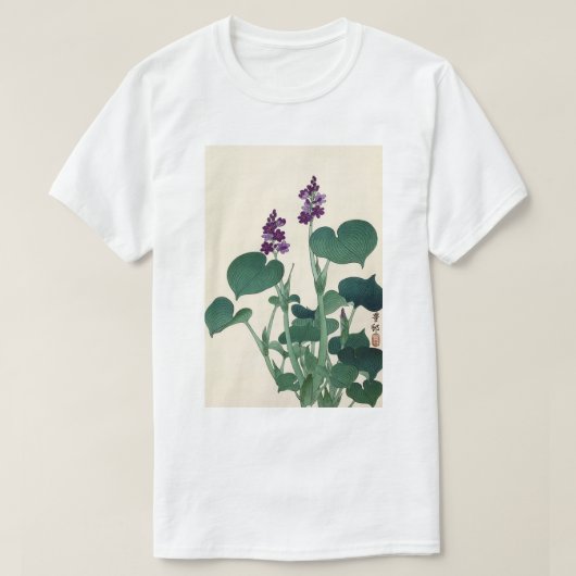 ギボウシの花,古邨パープル開花ホスタ大原小村 Tシャツ (デザイン正面)