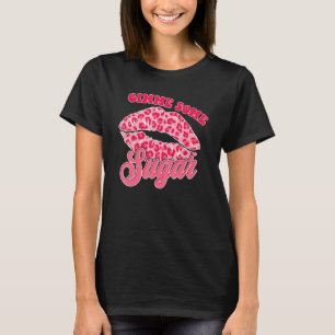 ギミー・サム・シュガー・ヒョウ柄リップス ハッピー女子バレンタインデー Tシャツ