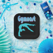 ギムナストバックハンドスプリングステップアウトティール（緑がかった色） ペーパープレート (パーティー)