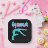 ギムナストバックハンドスプリングステップアウトティール（緑がかった色） ペーパープレート (パーティー)