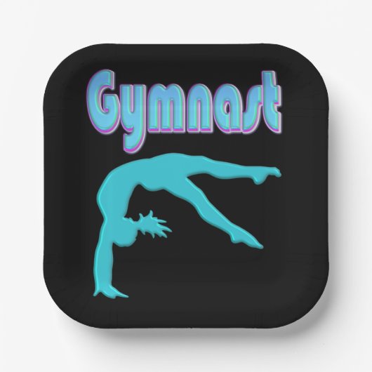 ギムナストバックハンドスプリングステップアウトティール（緑がかった色） ペーパープレート (正面)