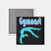 ギムナストバックハンドスプリングステップアウトティール(緑がかった色) マグネット (正面/裏面)