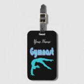 ギムナストバックハンドスプリングステップアウトティール（緑がかった色） ラゲッジタグ (正面縦)