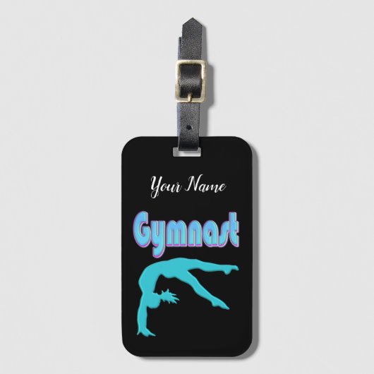ギムナストバックハンドスプリングステップアウトティール(緑がかった色) ラゲッジタグ (正面縦)