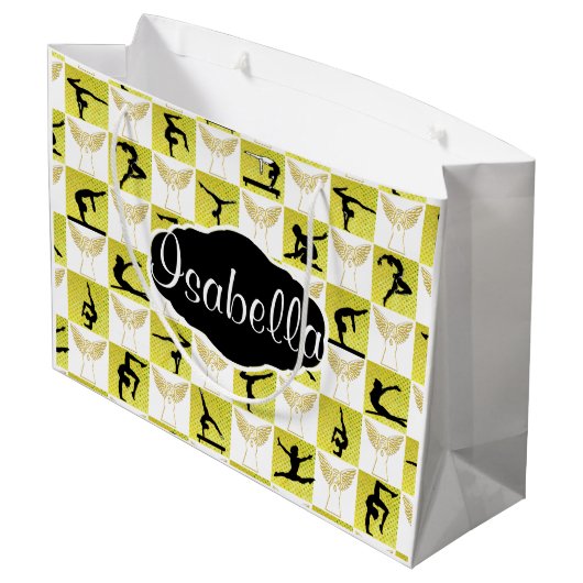 ギムナストパーソナライズされたクリスマスエンジェル抱き枕 ラージペーパーバッグ (裏面アングル)