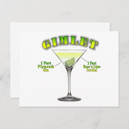 ギムレットマルティニカクテルレシピアート ポストカード (正面/裏面)