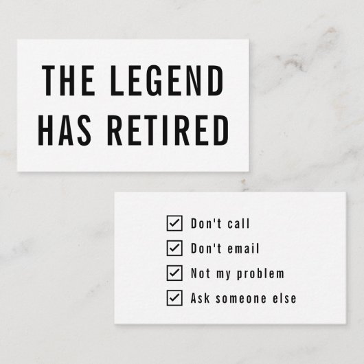 ギャグおもしろいユーモア引退退職した伝説 名刺 (正面/裏面)