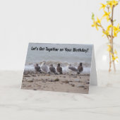 ギャザリングシーカモメの鳥が集まる誕生日 カード (黄色い花)