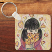 ギャザリングラブハートアートキー感動的チェーン キーホルダー (正面)