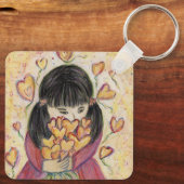 ギャザリングラブハートアートキー感動的チェーン キーホルダー (裏面)