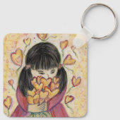 ギャザリングラブハートアートキー感動的チェーン キーホルダー (裏面)