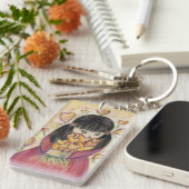 ギャザリングラブハートワードアートカスタムキーチェーン キーホルダー (正面右)