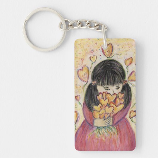 ギャザリングラブハートワードアートカスタムキーチェーン キーホルダー (正面)
