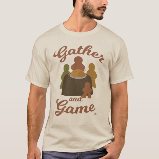 ギャザーとゲーム感謝祭おもしろいボードゲームアート Tシャツ (正面)