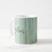 ギャザーカントリーキッチンセージ緑かわいい コーヒーマグカップ (正面左)