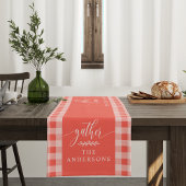 ギャザーコーラルバッファローチェック秋感謝祭ショート ショートテーブルランナー