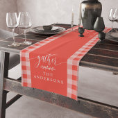 ギャザーコーラルバッファローチェック秋感謝祭ショート ショートテーブルランナー