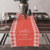 ギャザーコーラルバッファローチェック秋感謝祭ショート ショートテーブルランナー