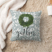 ギャザースクリプトシンプルフローラカントリーグリーンリース クッション (ブランケット)