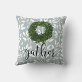 ギャザースクリプトシンプルフローラカントリーグリーンリース クッション (裏面)