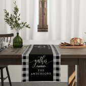 ギャザーブラックバッファローチェック秋感謝祭 ショートテーブルランナー