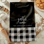 ギャザー秋ブラック&ホワイトバッファローチェック キッチンタオル