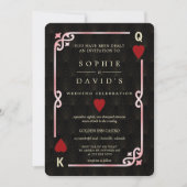 ギャッツビー カジノ ラスベガス ピンク ブラック ポーカー ウェディング 招待状 (正面)