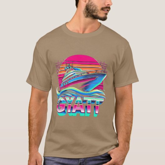 ギャット+ヨット+おもしろ+レトロ+友達 Tシャツ (正面)