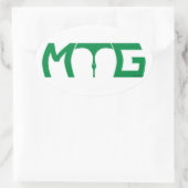 ギャップに注意 – 緑の文字シール 楕円形シール (バッグ)