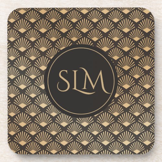 ギャツビモノグラムのーアールデコファンパターン コースター (正面)