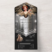 ギャツビーが20代を誇る1920年フラッパーパーティーディナー オールインワン招待状 (内側)