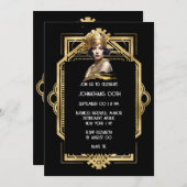 ギャツビーのフラッパーガール 黒金 1920年代 テーマ写真 招待状 (正面/裏面)