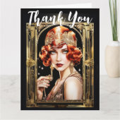 ギャツビーのフラッパー感謝していガールが1920年代の赤毛を取り除く カード (正面)