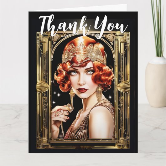 ギャツビーのフラッパー感謝していガールが1920年代の赤毛を取り除く カード (正面)