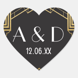 ギャツビーアールデコハートステッカーラベル1920s金ゴールド ハートシール
