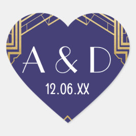 ギャツビーアールデコハートステッカーラベル1920s金ゴールド ハートシール