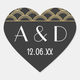 ギャツビーアールデコハートステッカーラベル1920s金ゴールド ハートシール