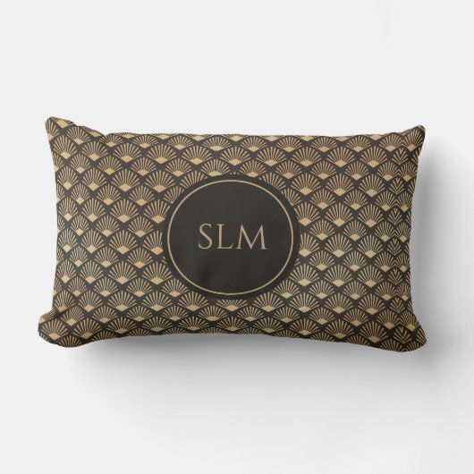 ギャツビーアールデコファンパターンモノグラムラックス ランバークッション (正面)